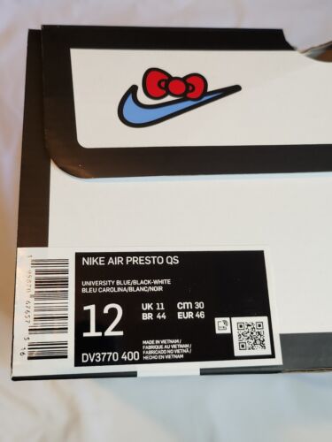 Nike X Sanrio Hello Kitty Air Presto QS Mens Size 12 University Blue Black White