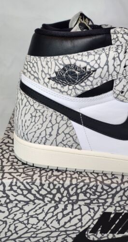 Air Jordan 1 Retro High OG White Cement Mens Size 12 Black White Grey Xtra Laces