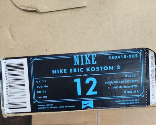 2013 Nike SB Eric Koston 2 | Mens Size 12 | Black Anthracite Gum W/Box OG Shoes