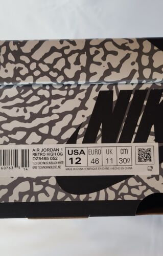 Air Jordan 1 Retro High OG White Cement Mens Size 12 Black White Grey Xtra Laces