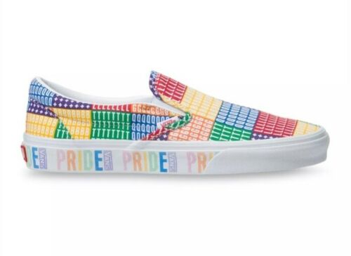 MENS SZ 12 - VANS Pride Classic Slip On LGBTQ+ Multicolor Rainbow Colorway NEW!
