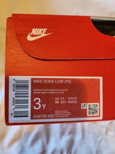 Nike Dunk Low Midnight Navy Game Royal Mens Size 3Y / Women's 4.5 BRAND NEW!