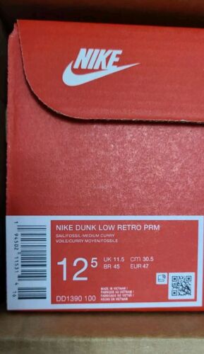 Nike Dunk Low Retro PRM | MENS SIZE 12.5 | Medium Curry Fossil Sail Suede Rabbit