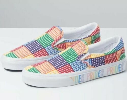 MENS SZ 12 - VANS Pride Classic Slip On LGBTQ+ Multicolor Rainbow Colorway NEW!