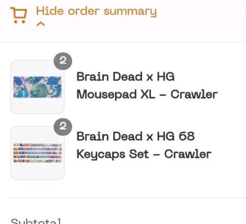 Brain Dead x Higround 68 Keycaps Set and XL Mousepad Crawler Combo Set RARE!!!!!