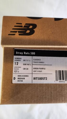 New Balance x Stray Rats 580 MENS SIZE 12 Dark Moss Cosmic Grape Pink Blue
