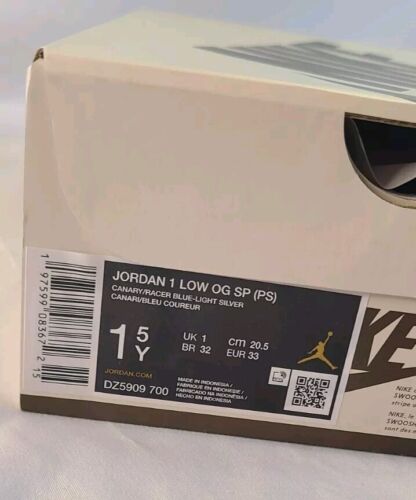 Air Jordan 1 Low OG PS x Travis Scott Canary Yellow Racer Blue - SIZE 1.5 Youth
