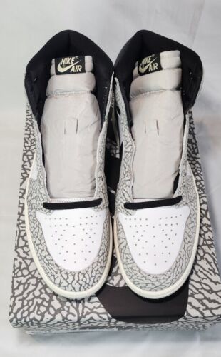 Air Jordan 1 Retro High OG White Cement Mens Size 12 Black White Grey Xtra Laces