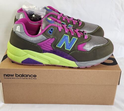 New Balance x Stray Rats 580 MENS SIZE 12 Dark Moss Cosmic Grape Pink Blue