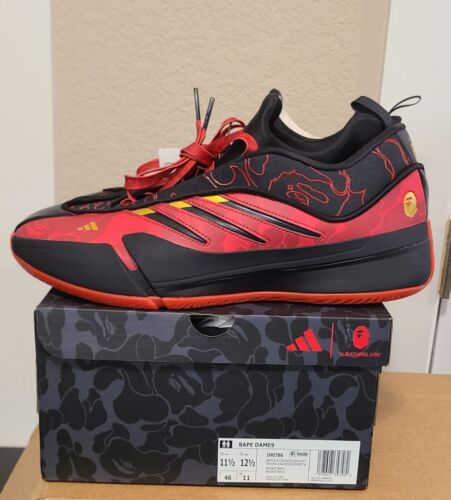 Bape x Dame 9 Adidas RED CAMO | Mens Sz 11.5 | 2024 Bathing Ape Basketball Shoes