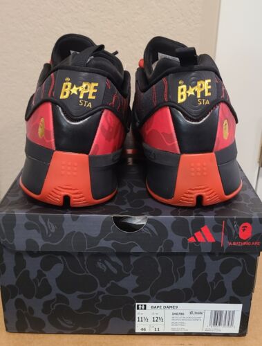 Bape x Dame 9 Adidas RED CAMO | Mens Sz 11.5 | 2024 Bathing Ape Basketball Shoes