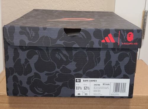 Bape x Dame 9 Adidas RED CAMO | Mens Sz 11.5 | 2024 Bathing Ape Basketball Shoes