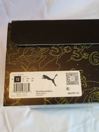 PUMA RS-X x Rick and Morty Safety Yellow Mens Size 12 Brand New W/ OG Box
