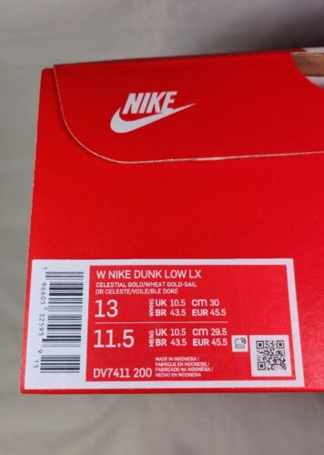 W Nike Dunk Low LX Gold Suede Mens Size 11.5 /Womens 13 Extended Size A+ QUALITY
