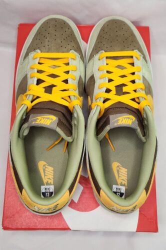 Nike Dunk Low SE | MENS SIZE 12 | Dusty Olive Pro Gold + Extra SB white Laces