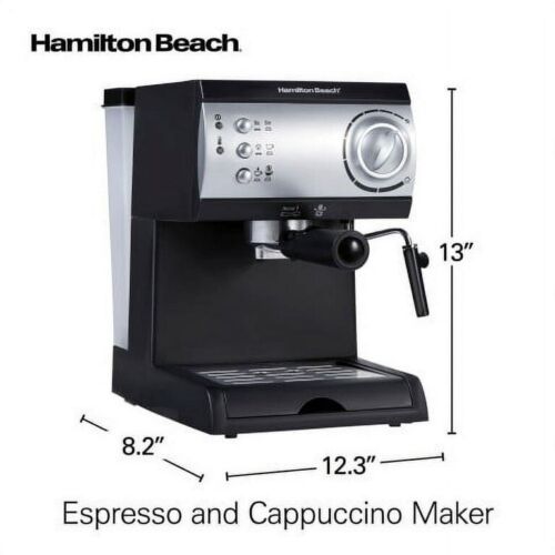 Hamilton Beach Espresso Machine 2-Cup + 15-Bar Pump+ Steam Control+ Milk Frother