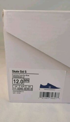 Supreme × Vans Sid 2024 BLUE | Mens Size 12 | "Fuck Em!" NIB Ships FAST! 🔥