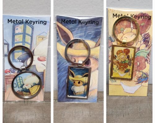 Pokémon x Van Gogh Museum Keychain Set Of 3 | Eevee, Snorlax, & Sunflora | NEW!