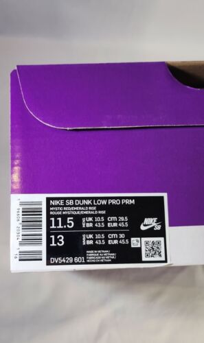 Nike SB Dunk Low Pro PRM Mens Size 11.5 Mystic Red Emerald Rise Strawberry Cough