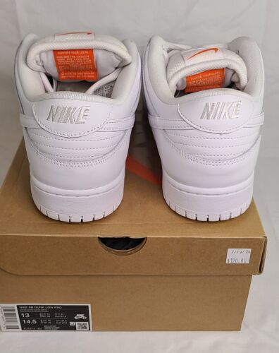 Nike SB Dunk Low Pro ISO Triple White | Mens Size 13 | NEW 2024 Orange Label 🔥