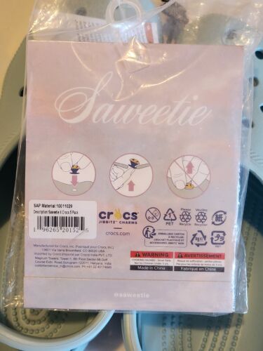 Crocs x Saweetie Icy Classic Clog Mens 7/ Women's 9 Special Jibbitz Bundle Pack