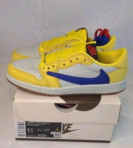 Air Jordan 1 Low OG PS x Travis Scott Canary Yellow Racer Blue - SIZE 1.5 Youth