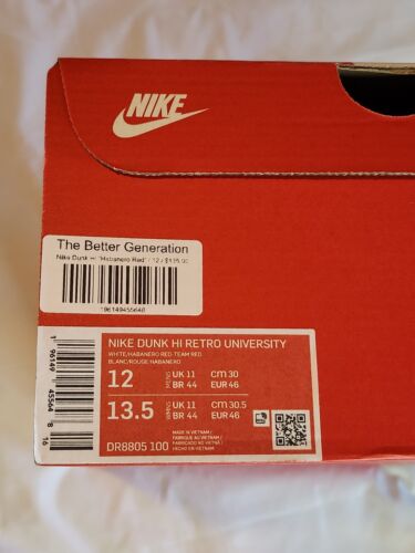Nike Dunk High Retro University 7-11 Habanero Red Mens Size 12 Brand New