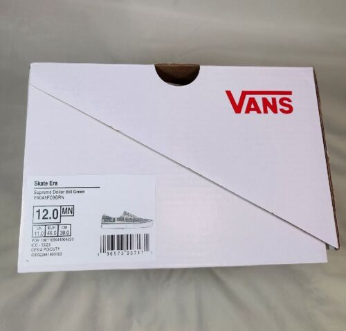 Supreme x Vans Dollar Bill Green "Skate Era" Mens Size 12 NEW 2023 Sneakers