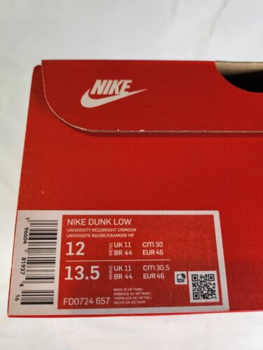 Nike Dunk Low ATL Atlanta | Mens Size 12 | University Red Bright Crimson HOT🔥