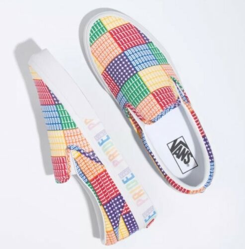 MENS SZ 12 - VANS Pride Classic Slip On LGBTQ+ Multicolor Rainbow Colorway NEW!