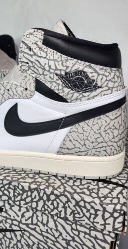 Air Jordan 1 Retro High OG White Cement Mens Size 12 Black White Grey Xtra Laces