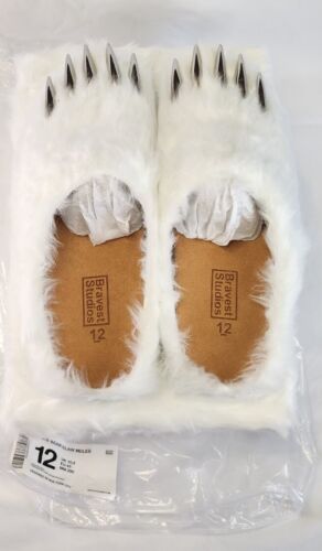 Bravest Studios White Bear Claw Mules | Mens Size 12 | Silver Claws Ships FAST