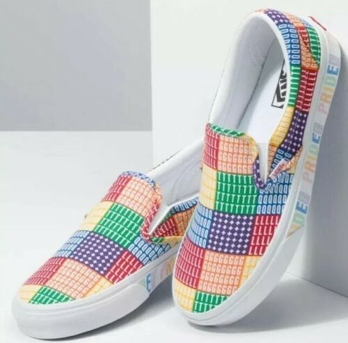 MENS SZ 12 - VANS Pride Classic Slip On LGBTQ+ Multicolor Rainbow Colorway NEW!