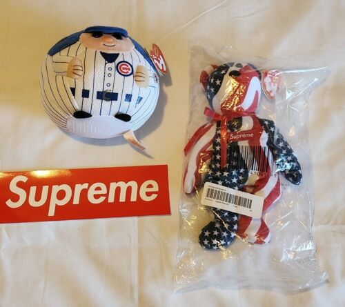 SUPREME x TY Beanie Baby - FW22 2022 + Chicago Cubs Beanie + Sticker Bundle