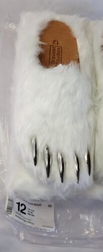 Bravest Studios White Bear Claw Mules | Mens Size 12 | Silver Claws Ships FAST