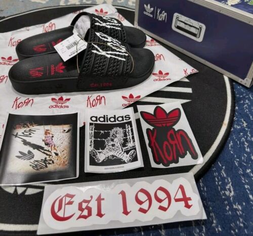 Adidas x Korn Adilette Slides | Mens Size 12 | Stickers, Guitar Pick, & Box! 🔥