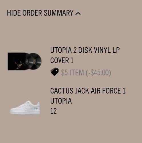 Nike Air Force 1 x Travis Scott Utopia Album -Mens Size 12- Low Top Triple White