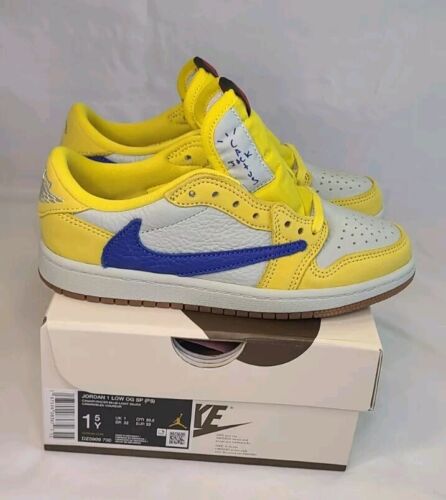 Air Jordan 1 Low OG PS x Travis Scott Canary Yellow Racer Blue - SIZE 1.5 Youth