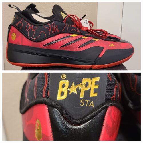 Bape x Dame 9 Adidas RED CAMO | Mens Sz 11.5 | 2024 Bathing Ape Basketball Shoes
