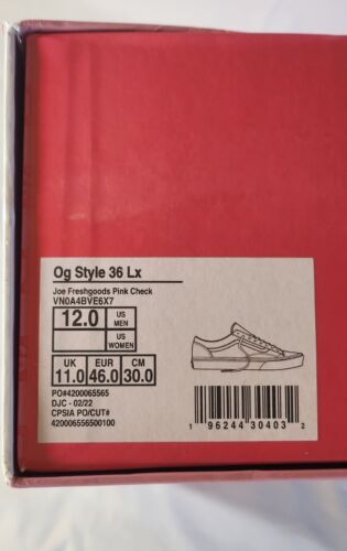 JFG Joe FreshGoods x VANS OG Style 36 Lx Pink Honeymoon Mens Size 12 Old Skool
