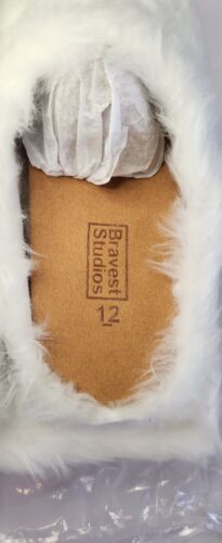 Bravest Studios White Bear Claw Mules | Mens Size 12 | Silver Claws Ships FAST