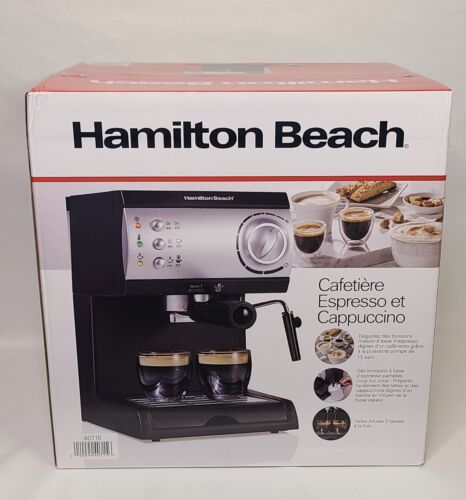 Hamilton Beach Espresso Machine 2-Cup + 15-Bar Pump+ Steam Control+ Milk Frother