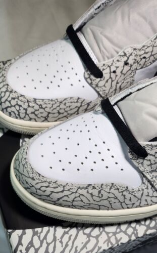 Air Jordan 1 Retro High OG White Cement Mens Size 12 Black White Grey Xtra Laces