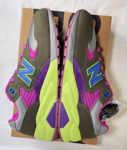 New Balance x Stray Rats 580 MENS SIZE 12 Dark Moss Cosmic Grape Pink Blue