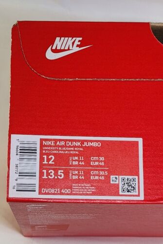 Nike Air Dunk Jumbo MENS SIZE 12 University Blue UNC - Blue Raspberry Remastered