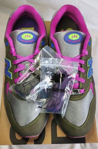 New Balance x Stray Rats 580 MENS SIZE 12 Dark Moss Cosmic Grape Pink Blue