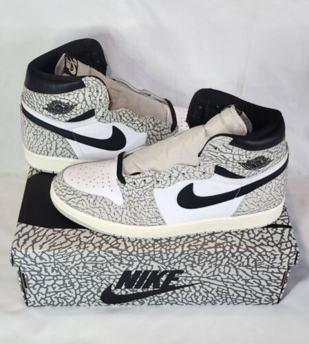 Air Jordan 1 Retro High OG White Cement Mens Size 12 Black White Grey Xtra Laces