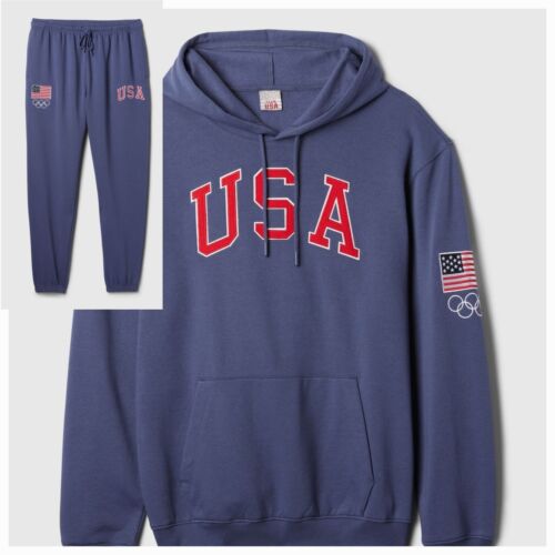 Gap x Team USA Olympic Hoodie & Joggers Set | Size MEDIUM | Washed Navy NWT 2024
