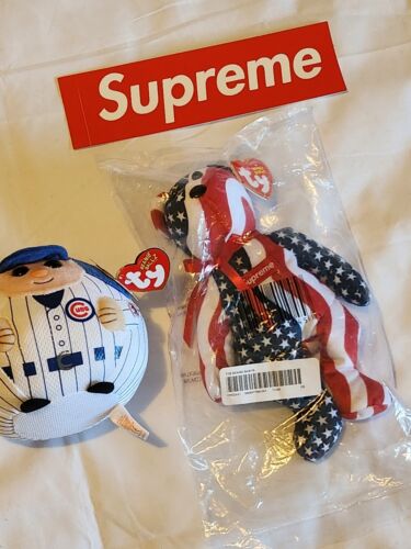 SUPREME x TY Beanie Baby - FW22 2022 + Chicago Cubs Beanie + Sticker Bundle