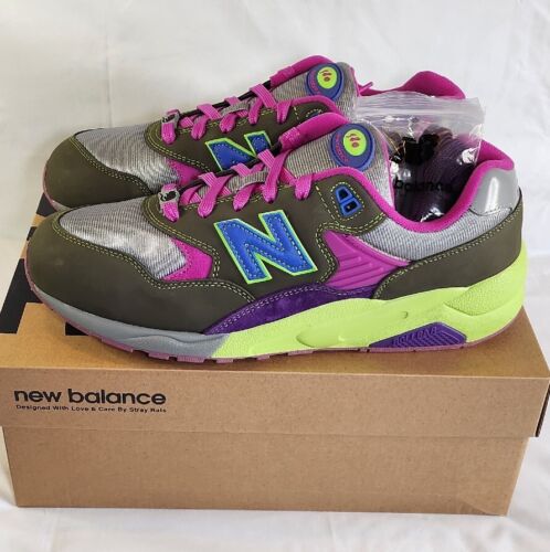 New Balance x Stray Rats 580 MENS SIZE 12 Dark Moss Cosmic Grape Pink Blue